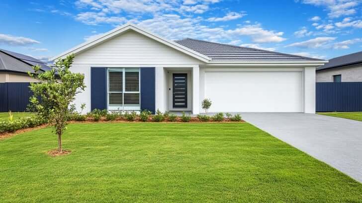 A beautiful suburban house with a green lawn